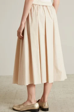 Gonna ampia in cotone - Beige Chiaro