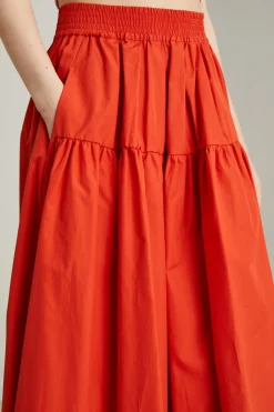 Gonna ampia in cotone - Rosso