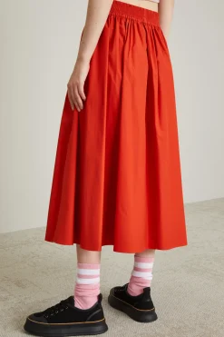 Gonna ampia in cotone - Rosso
