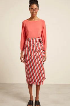Gonna a portafoglio in cotone - Fucsia Azzurro Nero