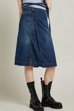 Gonna a portafoglio in denim - Blu Denim