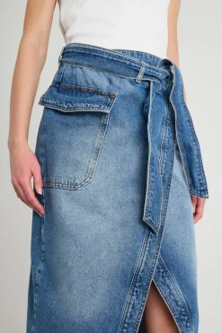 Gonna a portafoglio in jeans - Blu