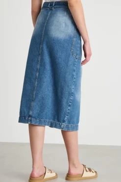 Gonna a portafoglio in jeans - Blu