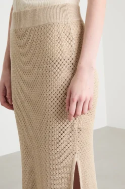 Gonna a punto traforato - Beige