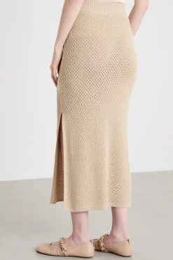 Gonna a punto traforato - Beige