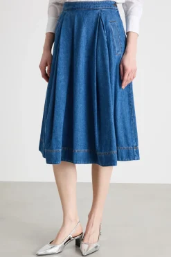 Gonna a ruota in jeans - Blu