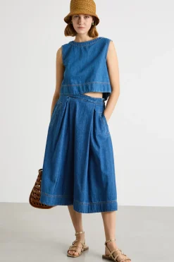 Gonna a ruota in jeans - Blu