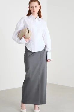 Gonna a tubino con cut-out - Grigio