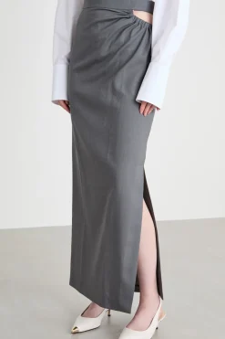 Gonna a tubino con cut-out - Grigio