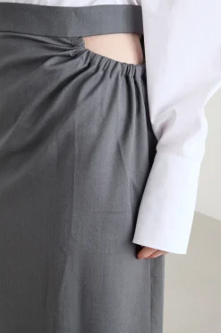 Gonna a tubino con cut-out - Grigio