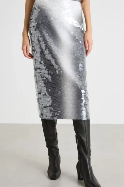 Gonna a tubino con paillettes - Argento