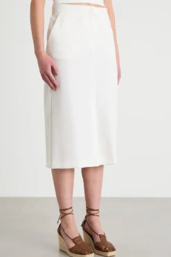 Gonna a tubino con spacco - Bianco