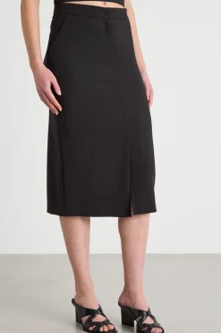 Gonna a tubino con spacco - Nero