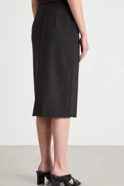 Gonna a tubino con spacco - Nero