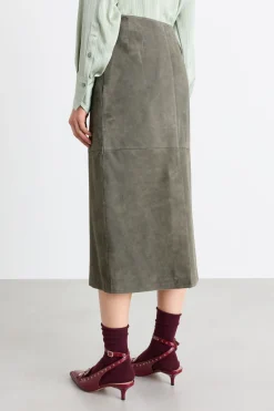 Gonna a tubino con spacco - Verde