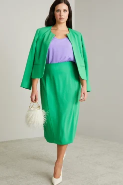 Gonna a tubino in cady fluido - Verde Prato