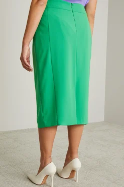 Gonna a tubino in cady fluido - Verde Prato