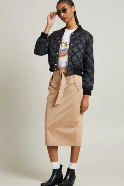 Gonna a tubino in cotone - Beige