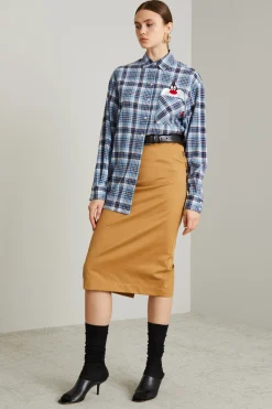 Gonna a tubino in gabardina - Cammello