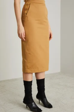Gonna a tubino in gabardina - Cammello