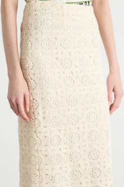 Gonna a tubino in macramé - Avorio
