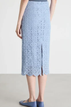 Gonna a tubino in macramé - Azzurro