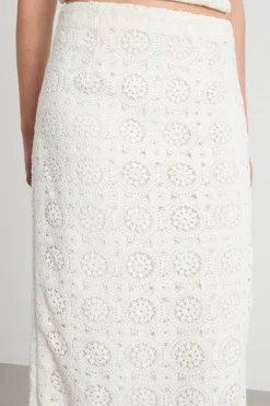 Gonna a tubino in macramé - Bianco