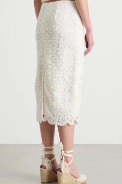 Gonna a tubino in macramé - Bianco