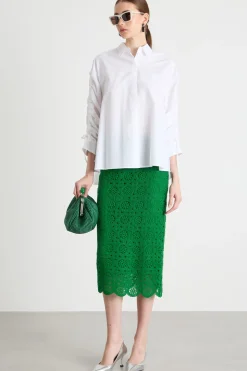 Gonna a tubino in macramé - Verde