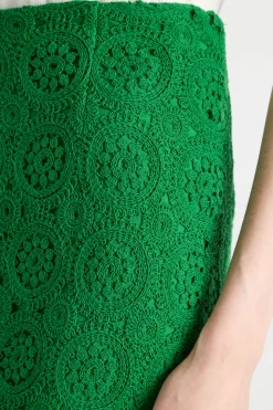 Gonna a tubino in macramé - Verde
