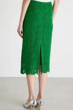 Gonna a tubino in macramé - Verde