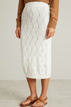 Gonna a tubino in maglia - Bianco