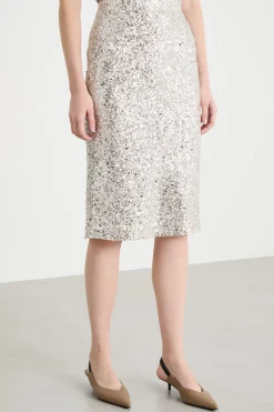 Gonna a tubino in paillettes - Argento