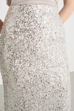 Gonna a tubino in paillettes - Argento
