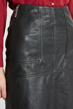 Gonna a tubino in pelle - Nero