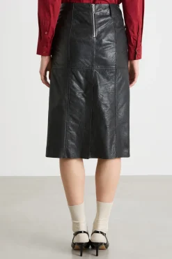 Gonna a tubino in pelle - Nero