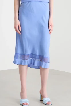 Gonna con balza a godet - Azzurro