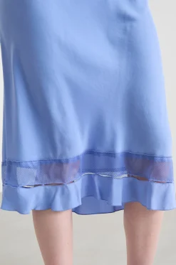 Gonna con balza a godet - Azzurro