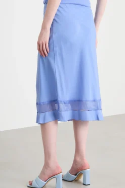 Gonna con balza a godet - Azzurro