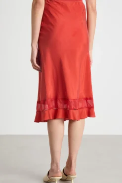 Gonna con balza a godet - Rosso