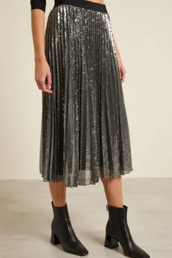 Gonna con paillettes all over - Argento Nero