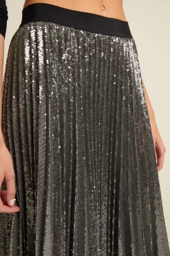 Gonna con paillettes all over - Argento Nero