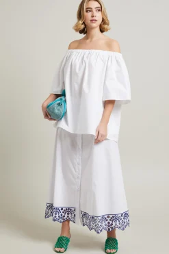 Gonna con ricamo - Bianco Blu