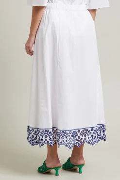 Gonna con ricamo - Bianco Blu
