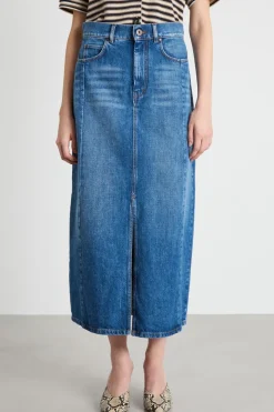 Gonna di jeans lunga - Blu