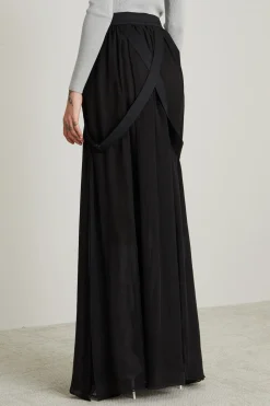 Gonna in chiffon con bretelle - Nero