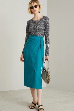 Gonna in envers satin - Azzurro