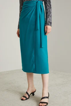 Gonna in envers satin - Azzurro