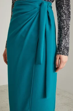 Gonna in envers satin - Azzurro