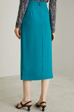 Gonna in envers satin - Azzurro